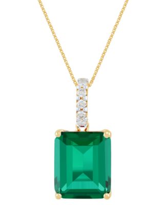 Grown With Love - Lab Grown Sapphire (8-1/10 ct. t.w.) & Lab Grown Diamond  18" Pendant Necklace in 14k White Gold (Also in Ruby & Emerald)