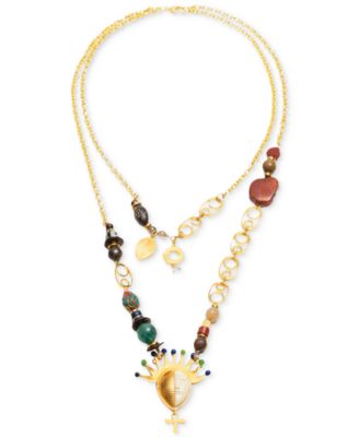 Nectar Nectar New York - 18k Gold-Plated Chezerah Two-Row Gemstone Statement 32" Necklace