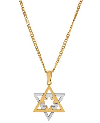 Blackjack - Men's Star of David 24" Pendant Necklace in Stainless Steel