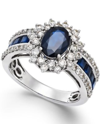 Macy's - Sapphire (2-1/5 ct. t.w.) and Diamond (3/4 ct. t.w.) Ring in 14k Gold