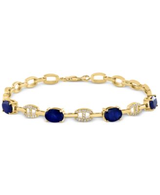 EFFY Collection - Sapphire (3-3/4 ct. t.w) & Diamond (1/8 ct. t.w.) Mariner Tennis Link Bracelet in 14k Gold