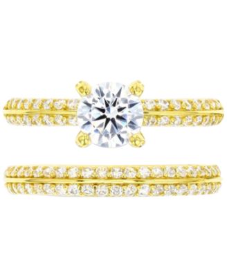 Macy's - 2-Pc. Set Cubic Zirconia Solitaire Ring & Complementing Band in 14k Gold-Plated Sterling Silver