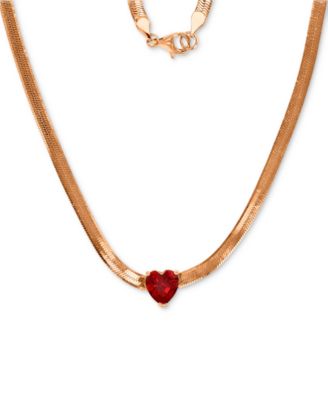 Macy's - Lab Grown Ruby (7/8 ct. t.w.) & Lab Grown White Sapphire (1/20 ct. t.w.) Mom Heart 18" Pendant Necklace in Sterling Silver & 14k Gold-Plate
