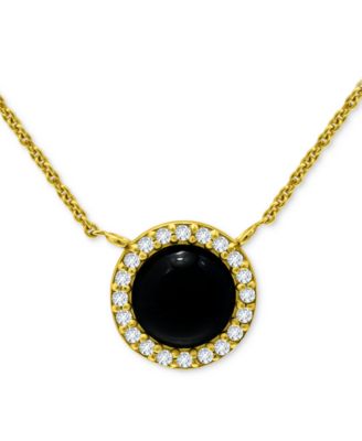 Giani Bernini - Onyx & Cubic Zirconia Halo Pendant Necklace in 18k Gold-Plated Sterling Silver, 16" + 2" extender (Also in Dyed Howlite)