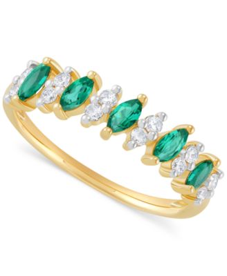 Macy's - Lab-Grown Emerald (3/8 ct. t.w.) & Lab-Grown White Sapphire (1/3 ct. t.w.) Marquise Ring in 14k Gold-Plated Sterling Silver (Also in Lab-Grown Ruby & Lab-Grown Sapphire)
