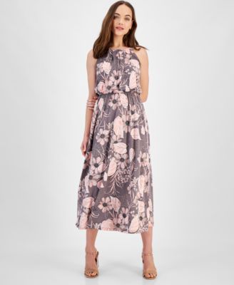 Robbie Bee - Petite Floral Halter Sleeveless Maxi Dress