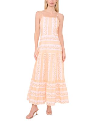 CeCe - Women's Apron-Neck Embroidered Maxi Dress