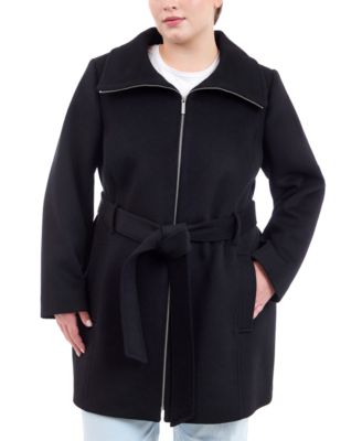 Michael Kors - Plus Size Belted Zip-Front Coat