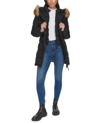 Tommy Hilfiger - Women's Faux-Fur-Trim Hooded Puffer Coat