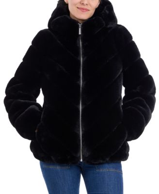Michael Kors - Petite Hooded Faux-Fur Coat