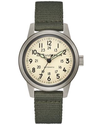 Bulova - Women's Automatic Hack Green Nylon Strap Watch 38mm