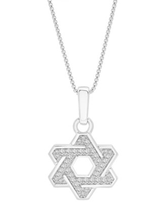 Macy's - Men's Star of David Open 22" Pendant Necklace (1/2 ct. t.w.) in Sterling Silver