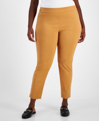 JM Collection - Plus Size Solid Stretch Pull-On Cambridge Pants
