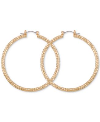 GUESS - Gold-Tone Large Diamond-Cut Textured Hoop Earrings, 2.12"