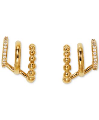 AJOA - 18k Gold-Plated Pav&eacute; Triple-Row Illusion Hoop Earrings