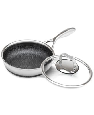 Livwell - DiamondClad 8" Hybrid Nonstick Stainless Steel Frying Pan with Tempered Glass Lid