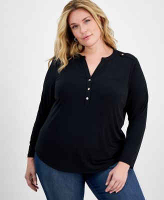I.N.C. International Concepts - Plus Size Long-Sleeve Top