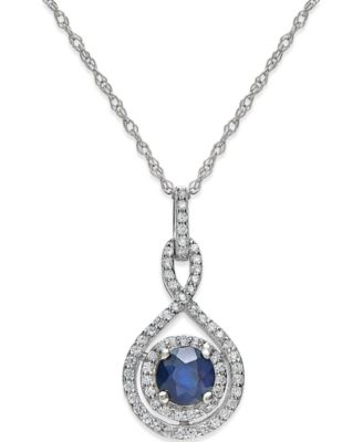 Macy's - Sapphire (1/2 ct. t.w.) and Diamond (1/4 ct. t.w.) 18" Necklace in 14k White Gold (Also available in Emerald or Ruby in 14k)
