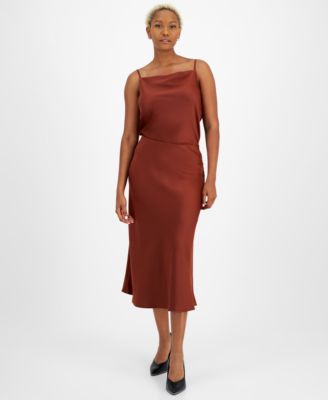 Bar III - Women's Pull-On Midi Bias-Cut Satin Skirt
