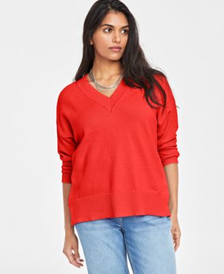 On 34th - Women's V-Neck Dropped-Shoulder Sweater