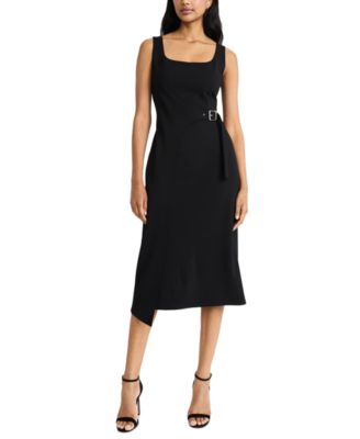 Donna Morgan - Women's Belt-Wrap Square-Neck Midi Dress