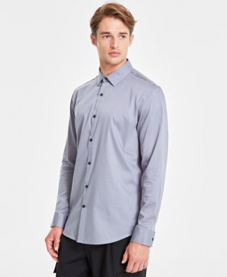 Alfani - Men's Modern Classic-Fit Stretch Dot Dobby Button-Down Shirt