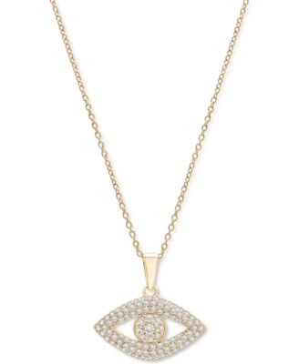 Wrapped - Diamond Evil Eye Pendant Necklace (1/4 ct. t.w.) in 10k Gold, 17" + 1" extender