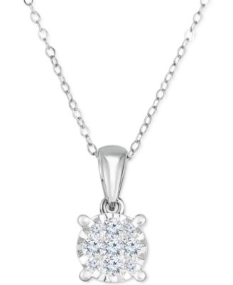 Macy's - Diamond Round Cluster 18" Pendant Necklace (1/2 ct. t.w.) in 14k White Gold
