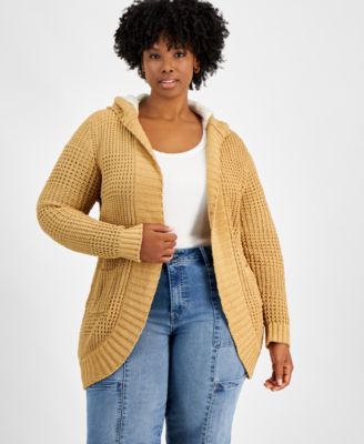 Derek Heart - Trendy Plus Fluffy Chenille Hooded Cardigan