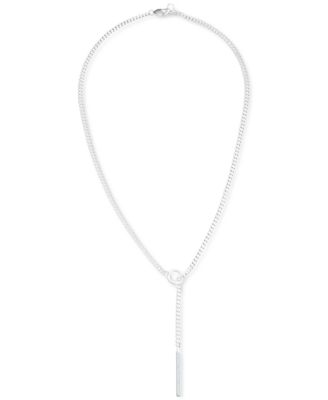 Ralph Lauren - Sterling Silver Logo-Etched Bar Lariat Necklace, 15" + 3" extender