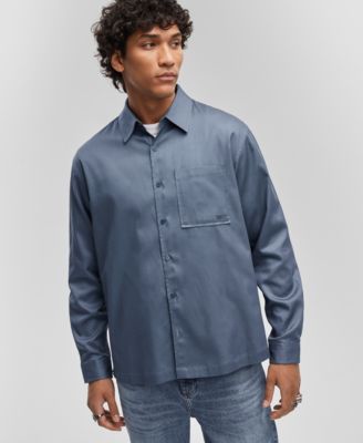 Mode of One - Men's Long-Sleeve Embroidered-Logo Button-Up Shirt