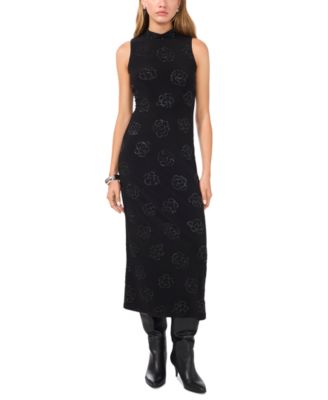 1.STATE - Women's Embellished Mock Neck Sleeveless Midi Dress