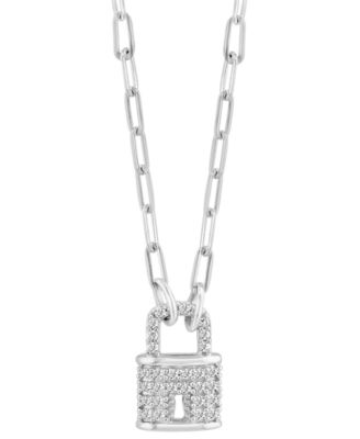 EFFY Collection - Diamond Padlock 18" Pendant Necklace (1/6 ct. t.w.) in Sterling Silver