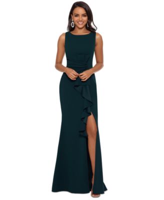 B&A By Betsy and Adam - Women's Cascading-Ruffle Boat-Neck Gown