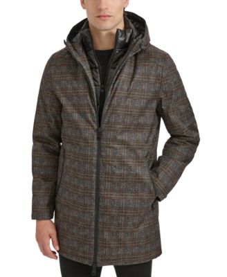 Kenneth Cole - Men's Water-Resistant Hooded Stadium Coat with Removable Puffer Bib