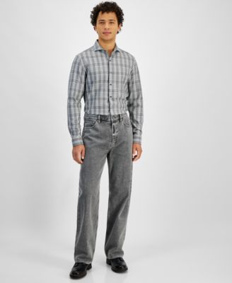 Michael Kors - Men's Gray Arden Straight-Fit Wide-Leg Jeans