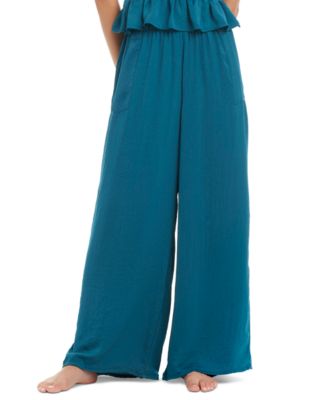 Red Carter - Women's Shirred-Waist Wide-Leg Cover-Up Pants
