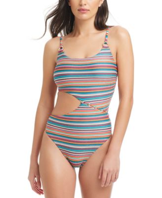 Red Carter - Women's Asymmetrical Button One-Piece Swimsuit