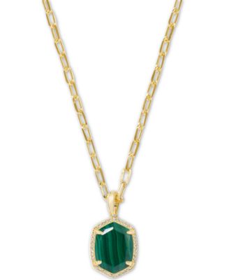 Kendra Scott - Gold-Tone Pav&eacute;-Framed Stone Pendant Necklace, 16" + 3" extender