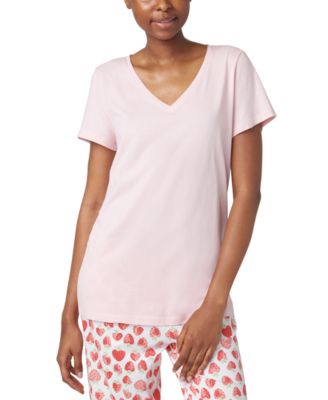 Hue - Women's Solid Short-Sleeve Shirred Pajama Tee