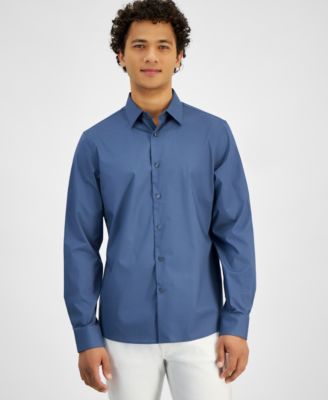 Michael Kors - Men's Classic-Fit Stretch Solid Button-Down Shirt