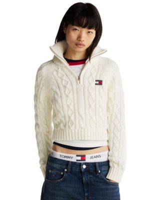 Tommy Jeans - Women's Quarter-Zip Cable-Knit Sweater