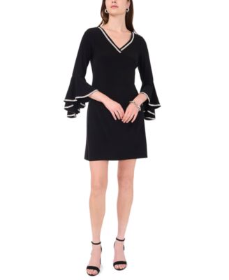 MSK - Women's Metallic-Trim Bell Sleeve Shift Dress