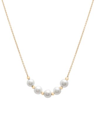 Macy's - Cultured Freshwater (5mm) & Gold Bead 18" Collar Necklace in 14k Gold