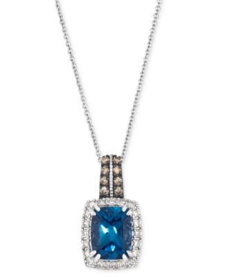 Le Vian - London Blue Topaz (2-1/5 ct. t.w.) & Diamond (1/3 ct. t.w.) 20" Adjustable Pendant Necklace in 14k White Gold