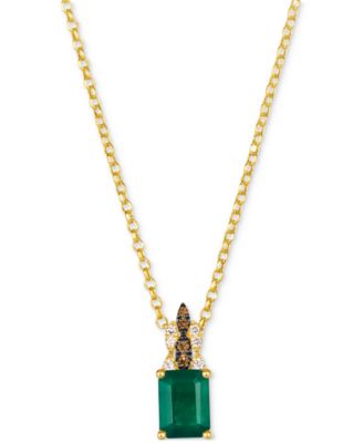 Le Vian - New Emerald (1-1/5 ct. t.w.) & Diamond (1/10 ct. t.w.) 19" Pendant Necklace in 14k Yellow Gold