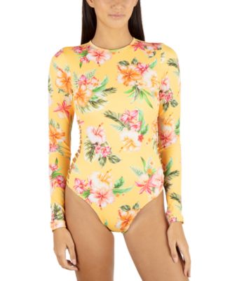 Hurley - Juniors' Malia Floral-Print Cut-Out Back-Zip Surf Suit