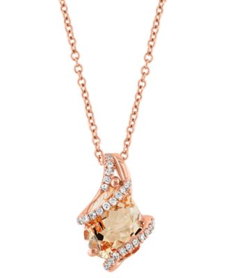EFFY Collection - Pear-Shape Morganite (1-3/4 ct. t.w.) & Diamond (1/10 ct. t.w.) 18" Pendant Necklace in 14k Rose Gold