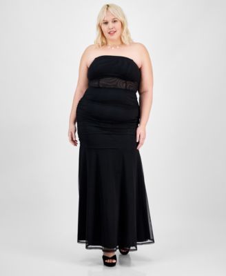 pear culture - Trendy Plus Size Strapless Mesh Gown
