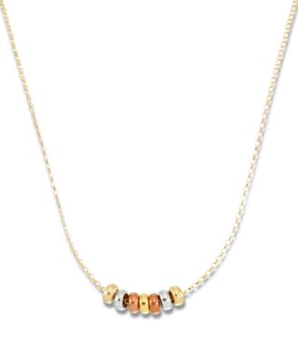 Macy's - Polished Donut Frontal 18" Necklace in 14k Tri-Color Gold
